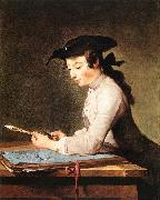 jean-Baptiste-Simeon Chardin The Draughtsman USA oil painting artist